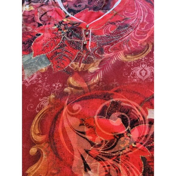 One World Live And Let‎ Live Woman Size 2X Colorful Sweater Blouse Gems Colorful - Picture 6 of 15
